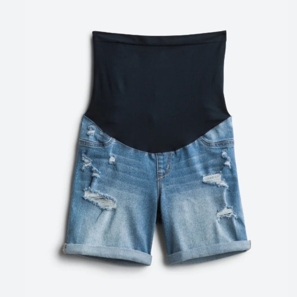 Evalyn Maternity Sustainable Denim Roll Cuff Shorts